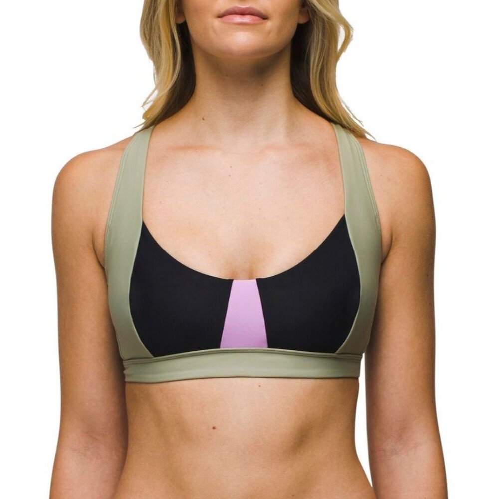 Prana Swimwear Women's Medium Black‎ Color Block Tulum Top NWT